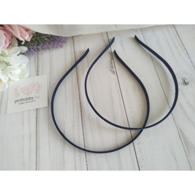 Ободок для волос, металл в атласе, 0,5 см, цвет глубокий синий